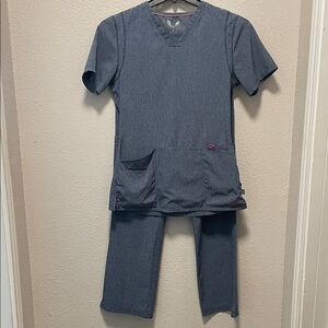 Smitten Blue Grey Women Scrub Set